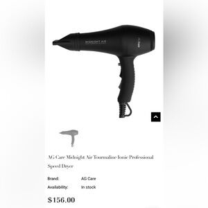 AG Care Midnight Air Tourmaline Ionic Hair Dryer
